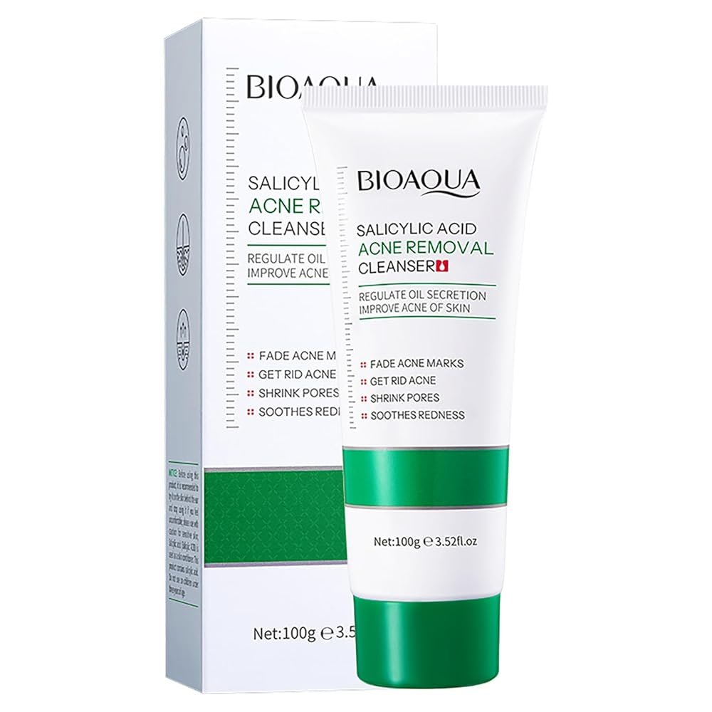 BIOAQUA Salicylic Acid Acne Marks Removal Deep Foam Cleanser Shrink Pores Soothing Oil Control 100g / 3.52fl.oz BIOAQUA Salicylic Acid Acne Marks Removal Deep Foam Cleanser Shrink Pores Soothing Oil Control 100g / 3.52fl.oz