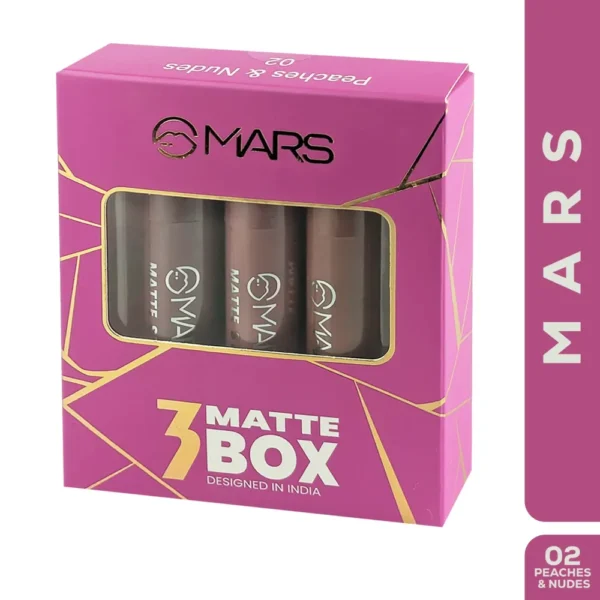 MARS 3 Matte Box Lipsticks Set (Peaches & Nudes-02)