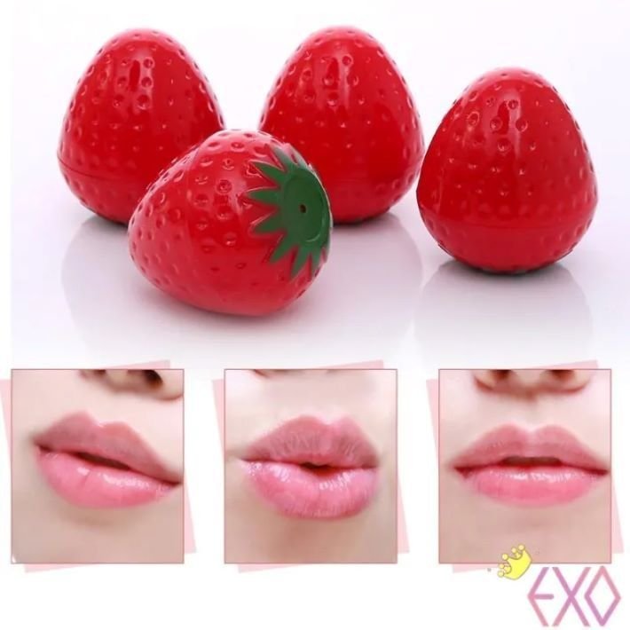 Strawberry Shape Lip Balm For Softer Lips Pink