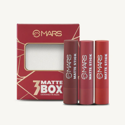 MARS 3 Matte Box Lipsticks Set (Reds & Maroons-01)