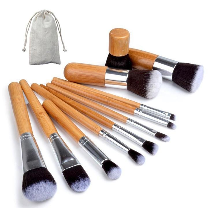 11 Pieces Makeup Brush Set Professional Bamboo Handle Premium Brushes Kit