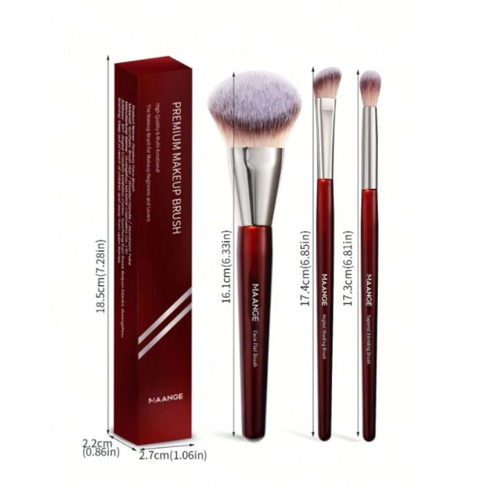 MAANGE 3pcs Professional Face & Eye Makeup Brush Set